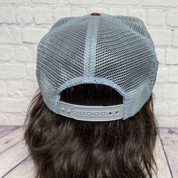 Vintage Trucker hat Mesh Cap Snapback Gray Maroon 3 Stripes Team Two Family 1990 - Picture 3 of 8